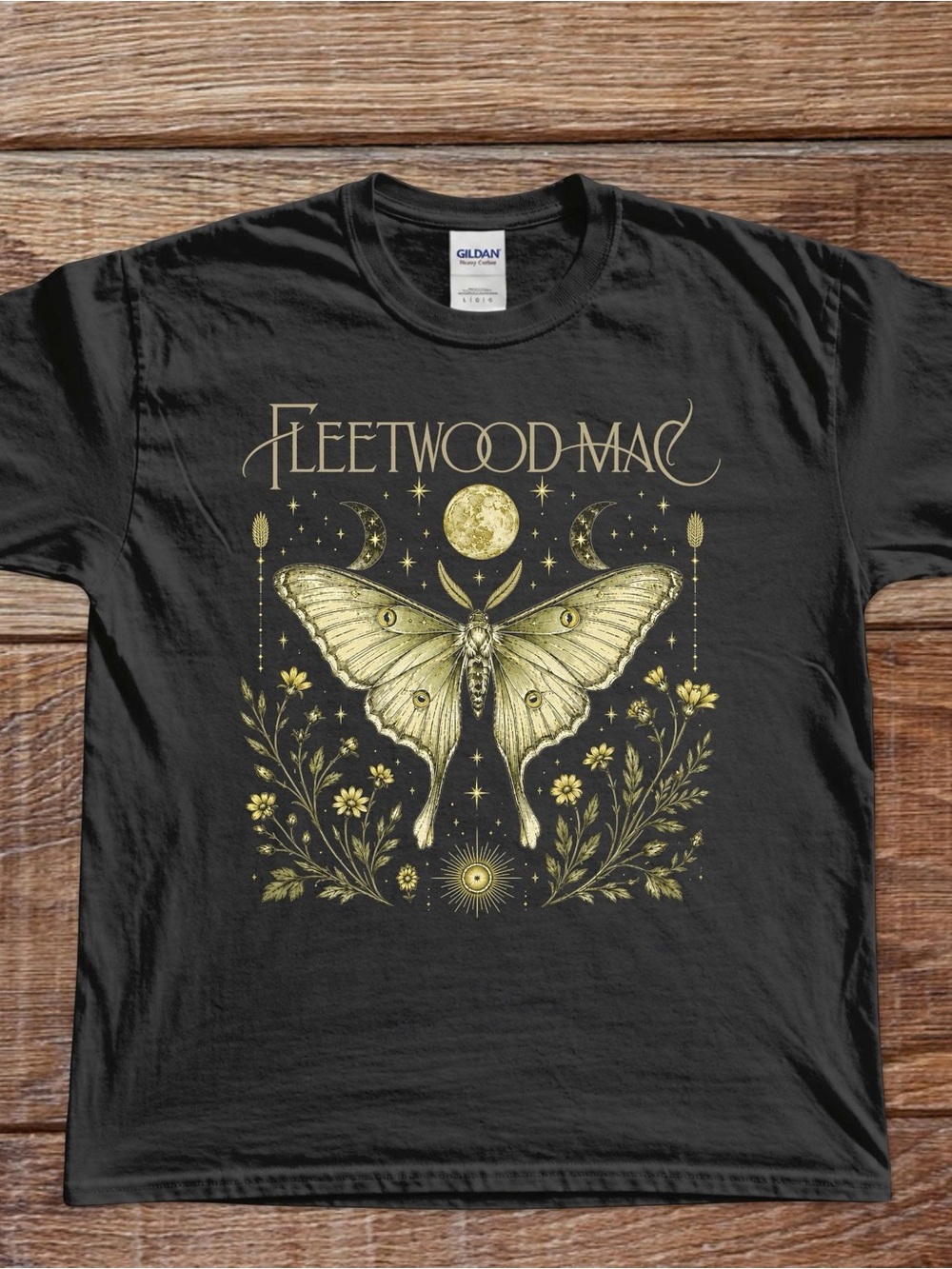Fleetwood Mac Moth Graphic Tee Vintage Celestial Butterfly Moon Gothic Unisex